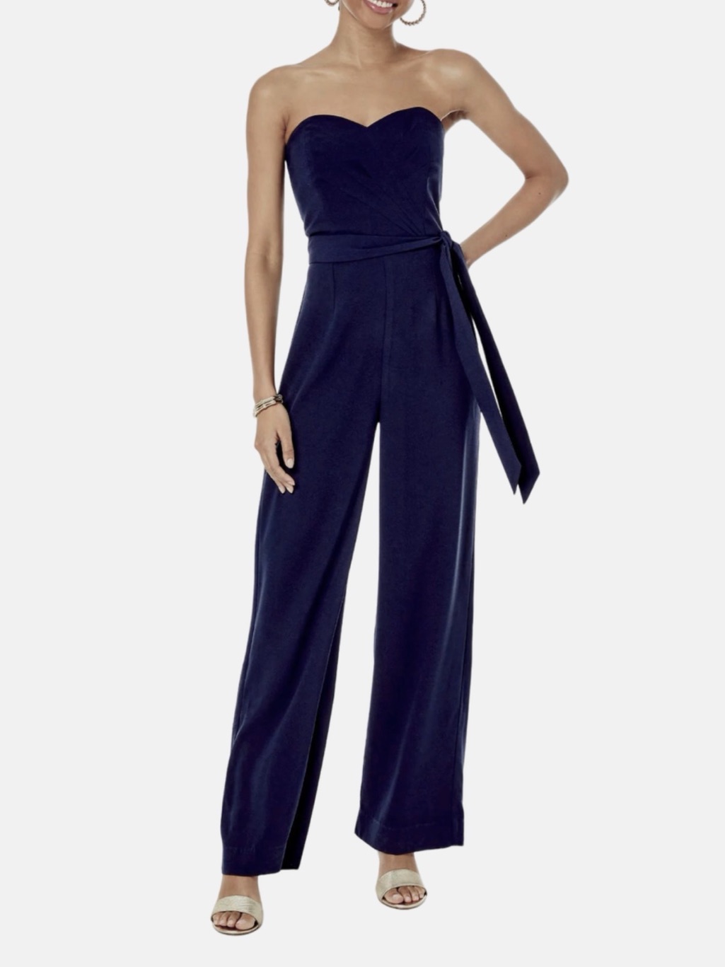 Lilly Pulitzer Kylo Jumpsuit | Navy Sweetheart Neckline With Waist Sash